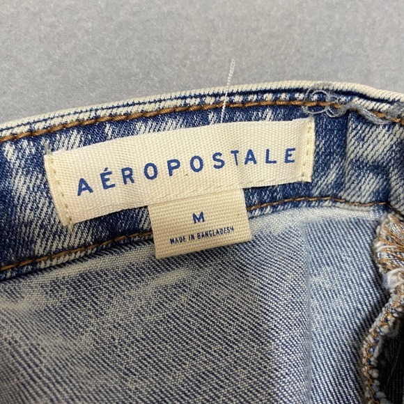 Aeropostale Acid Wash Denim Pinafore Dress Blue Jean Mini Strappy Size M - Picture 2 of 11